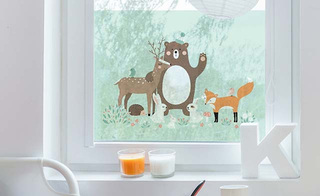 Fensterfolie Kinderzimmer Waldtiere