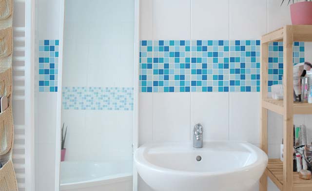Mosaik Fliesenaufkleber Badezimmer blau