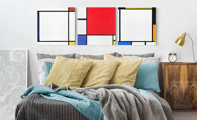 Leinwandbild abstrakt mehrteilig Piet Mondrian
