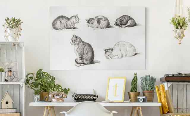 Leinwandbild Zeichnungen von Katzen