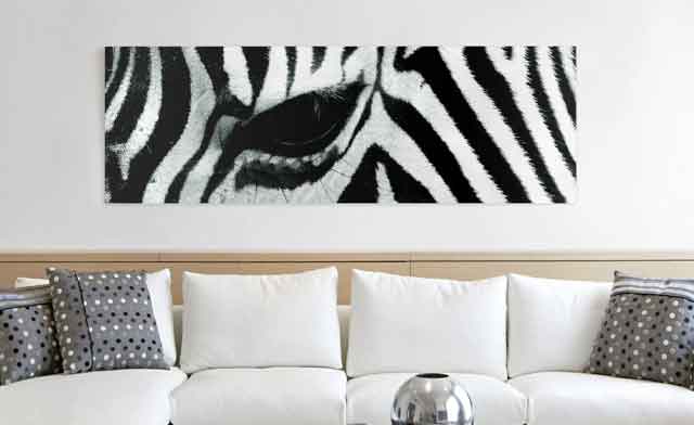 Leinwandbild Zebra - Schwarz Weiß