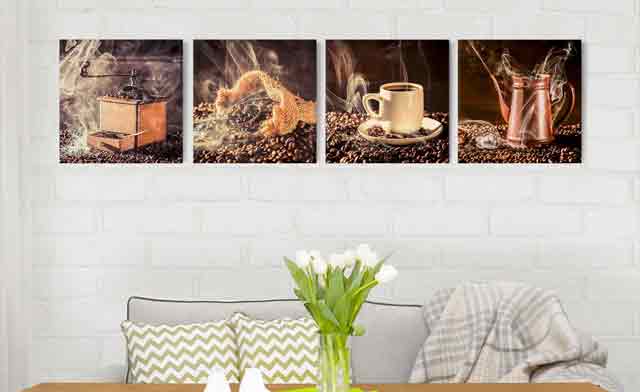 4-teilige Leinwandbilder - Kaffee