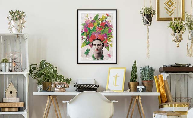 Poster mit Rahmen Frida Kahlo