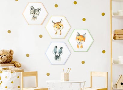 Hexagon Wandbilder für Kinder und Baby