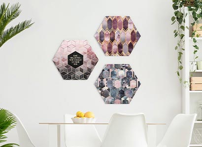 Hexagon Wandbilder mit Kunst und Malerei