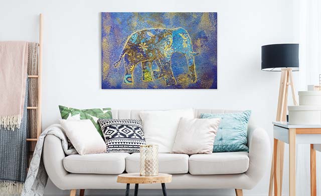 Alu-Dibond Bild Elefant Blau