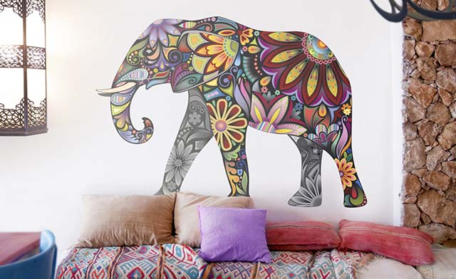 Wandtattoo Mandala-Elefant