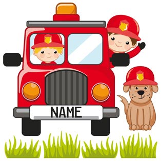 Feuerwehr  Wandtattoo für das Kinderzimmer  mit dem Namen des Kindes nur hier!