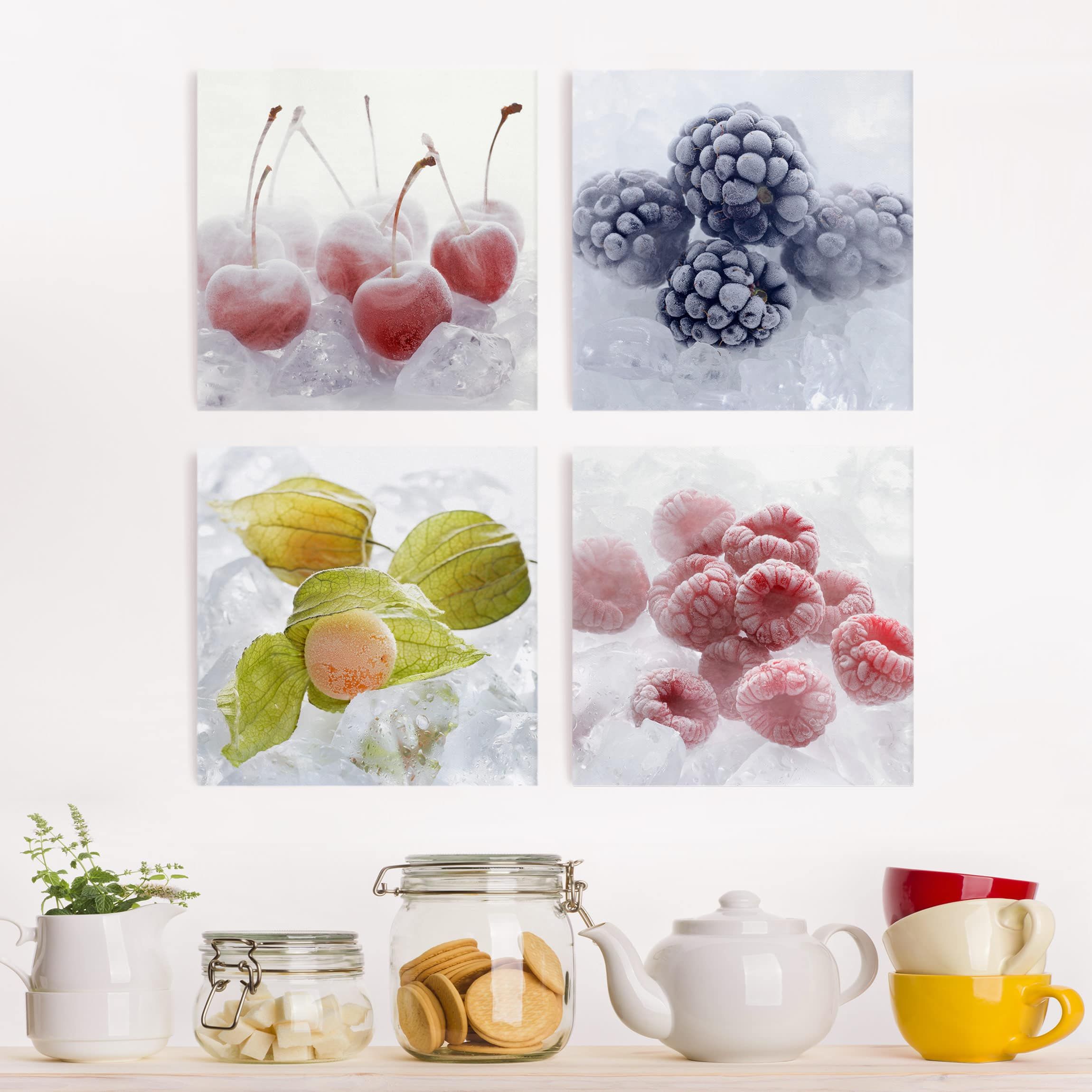 Gefrorene Früchte Leinwandbild 4-teilig | Bilderwelten