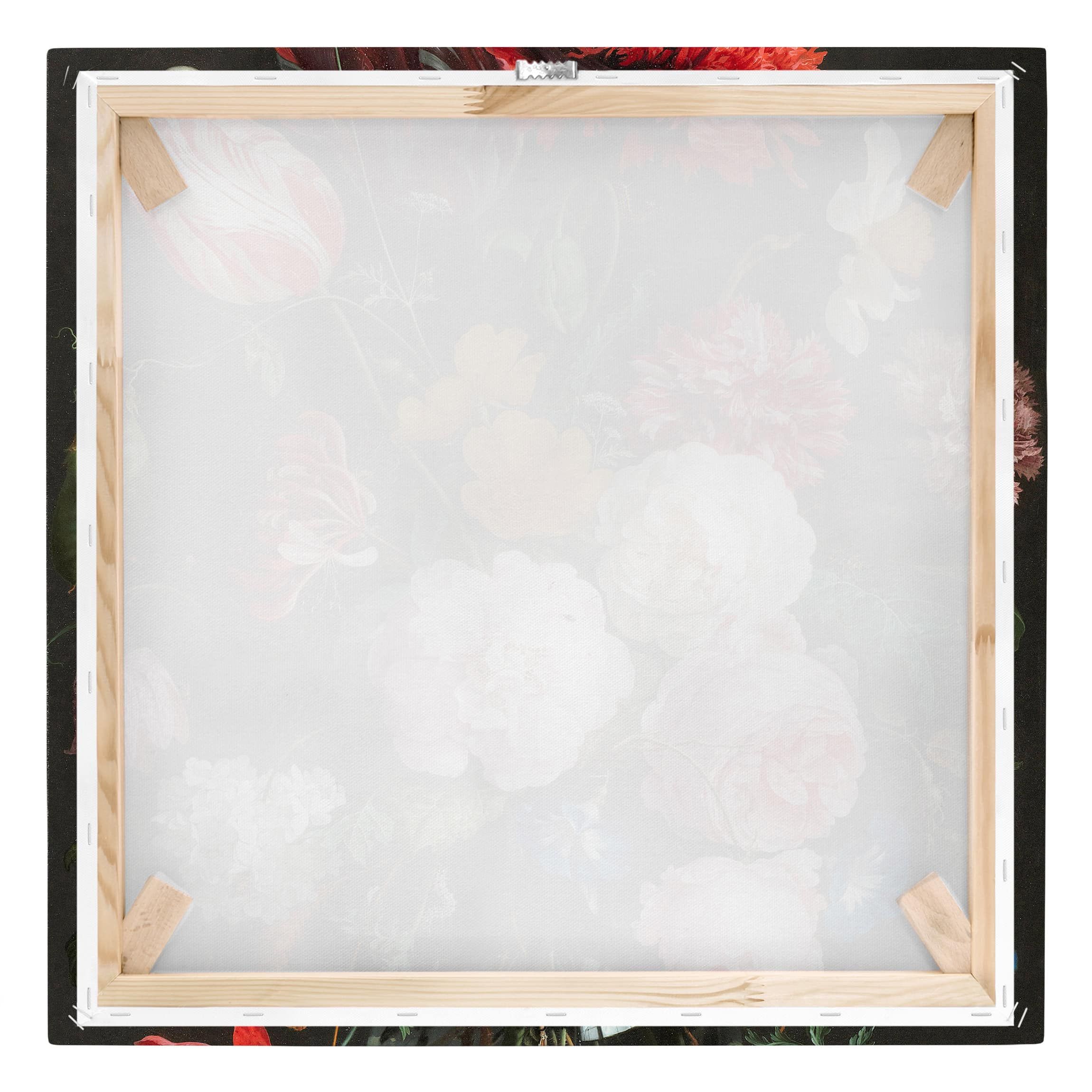 als Jan | mit Bilderwelten Glasvase einer in de Davidsz - Heem Leinwandbild Stillleben Blumen Quadrat