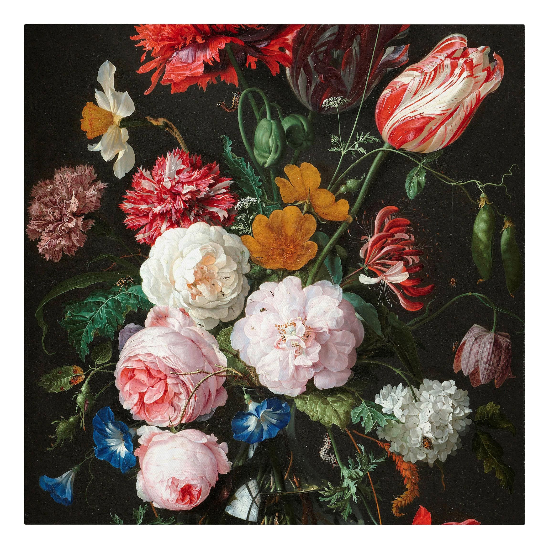 einer Bilderwelten de mit als | Quadrat Leinwandbild Blumen Jan Stillleben Glasvase - in Davidsz Heem