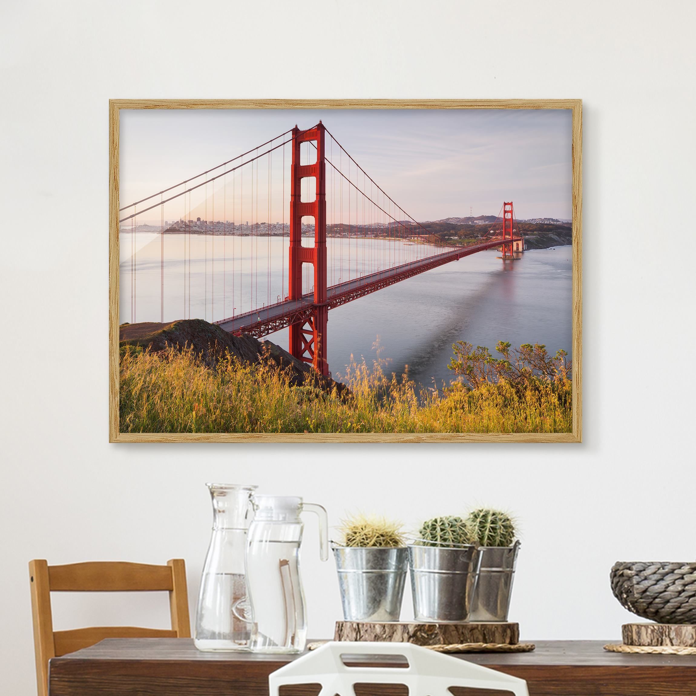 Golden Gate Bridge in San Francisco Bild mit Rahmen im Querformat |  Bilderwelten