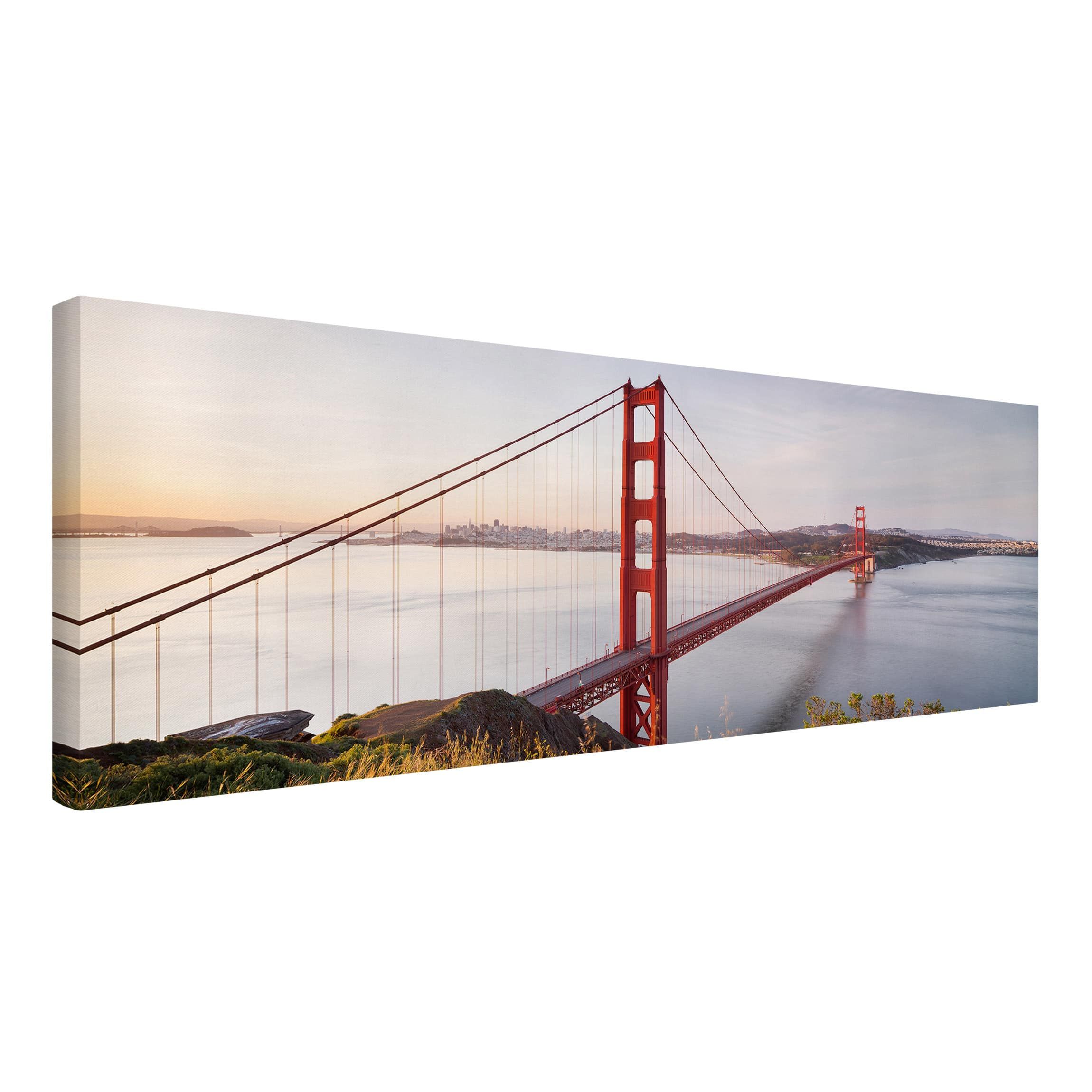 Bilderwelten Bridge San Gate Golden Leinwandbild | Panoramaformat in im Francisco
