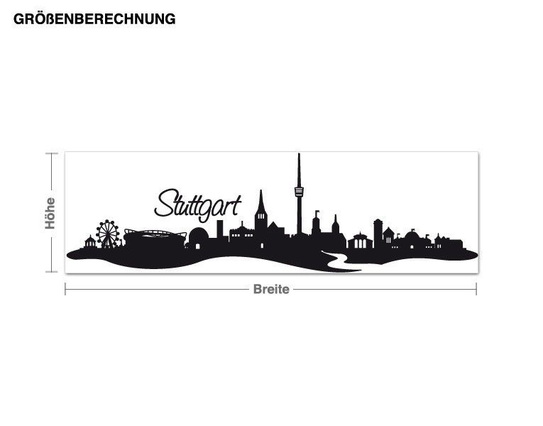 Skyline von Stuttgart mit Schriftzug Wandtattoo | Bilderwelten
