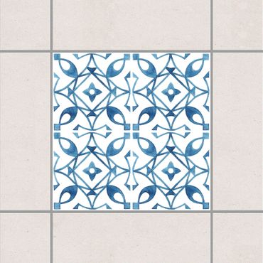Fliesenaufkleber - Blau Weiß Muster Serie No.8