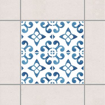Fliesenaufkleber - Blau Weiß Muster Serie No.5