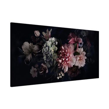 Magnettafel - Blumen mit Nebel auf Schwarz - Memoboard Panorama Querformat 1:2