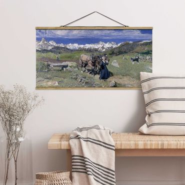 Stoffbild mit Posterleisten - Giovanni Segantini - Frühling in den Alpen - Querformat 2:1