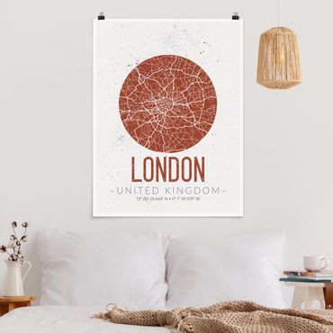 Poster - Stadtplan London - Retro - Hochformat 3:4