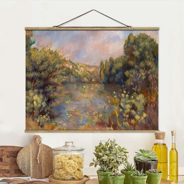 Stoffbild mit Posterleisten - Auguste Renoir - Landschaft mit See - Querformat 4:3