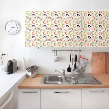 Möbelfolie Küche - Handgezeichnetes Obst Küchen-Muster