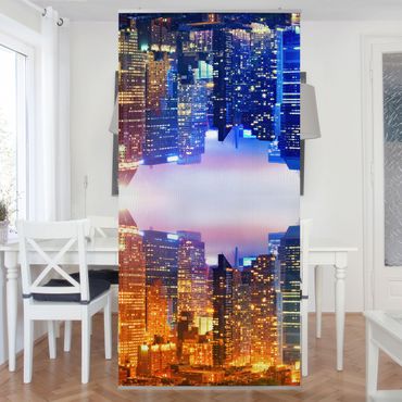 Raumteiler - New York City Lights Spiegelung 250x120cm