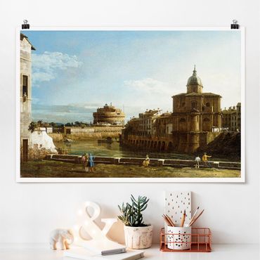 Poster - Bernardo Bellotto - Ansicht Roms am Ufer - Querformat 2:3