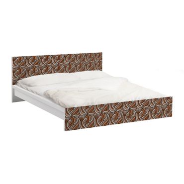 Möbelfolie für IKEA Malm Bett niedrig 140x200cm - Klebefolie Holzschnitt in Braun