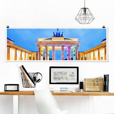 Poster - Erleuchtetes Brandenburger Tor - Panorama Querformat