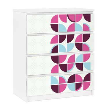 Möbelfolie für IKEA Malm Kommode - selbstklebende Folie Retro Kreise Musterdesign