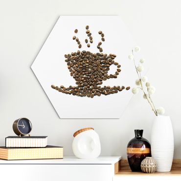 Hexagon Bild Alu-Dibond - Coffee Beans Cup