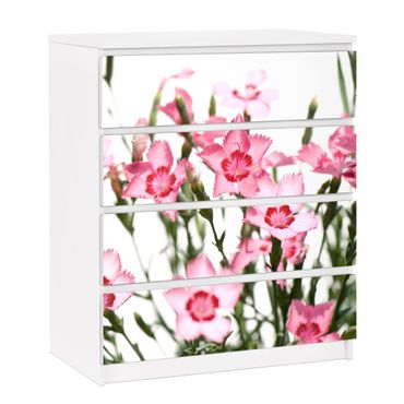 Möbelfolie für IKEA Malm Kommode - selbstklebende Folie Pink Flowers