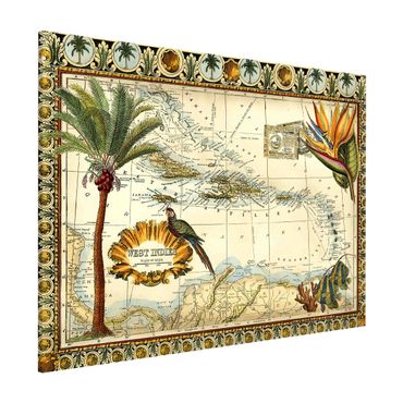 Magnettafel - Vintage Tropische Landkarte West Indien - Memoboard Querformat 3:4