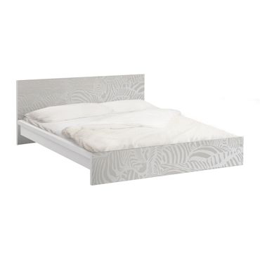 Möbelfolie für IKEA Malm Bett niedrig 140x200cm - Klebefolie No.DS4 Zebrastreifen Hellgrau.