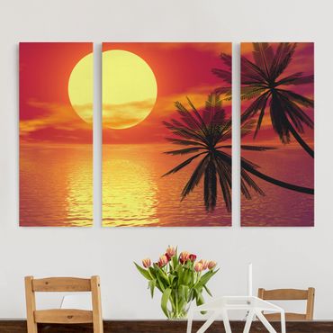 Leinwandbild 3-teilig - Karibischer Sonnenuntergang - Triptychon
