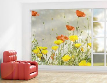 Window Color Fensterbild Fensterfolie Folienbild Blumen Blüten im Oval 063 