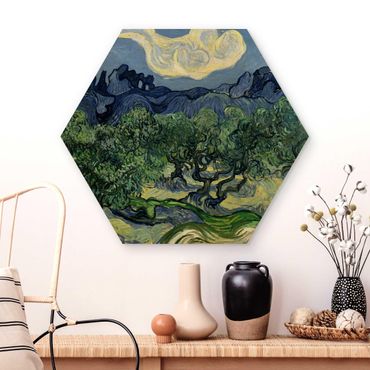 Hexagon Bild Holz - Vincent van Gogh - Olivenbäume