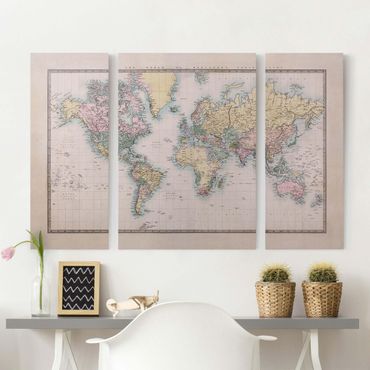3 Stück Moderne Weltkarte Ölgemälde Leinwand Bild Wandbilder ohnen Rahmen 