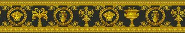 Versace wallpaper Mustertapete Versace 3 Vanitas in Gelb, Metallic, Schwarz