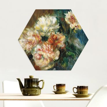 Hexagon Bild Alu-Dibond - Auguste Renoir - Vase Pfingstrosen