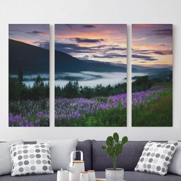 Leinwandbild 3-teilig - Paradiesisches Tal in Norwegen - Triptychon