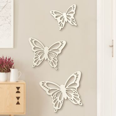 Wanddeko Holz 3 Schmetterlinge Set