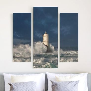 Leinwandbild 3-teilig - Leuchtturm auf Sardinien - Galerie Triptychon