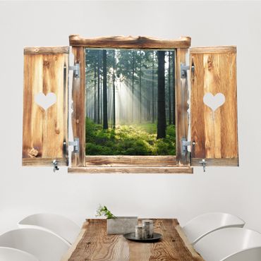 3D Wandtattoo - Fenster mit Herz Enlightened Forest