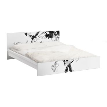 Möbelfolie für IKEA Malm Bett niedrig 180x200cm - Klebefolie Ranke in Tusche