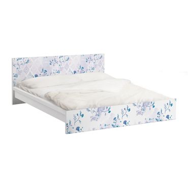 Möbelfolie für IKEA Malm Bett niedrig 180x200cm - Klebefolie Blaues Fantasiemuster