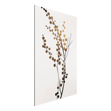 Aluminium Print - Grafische Pflanzenwelt - Beeren Gold - Hochformat 3:2