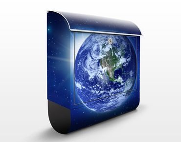 Wandbriefkasten - Erde im Weltall - Briefkasten Blau