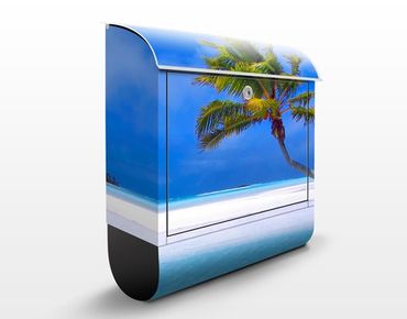 Briefkasten mit Zeitungsfach - Tropical Dream - Hausbriefkasten Blau