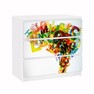 Möbelfolie für IKEA Malm Kommode - Klebefolie Rainbow Alphabet